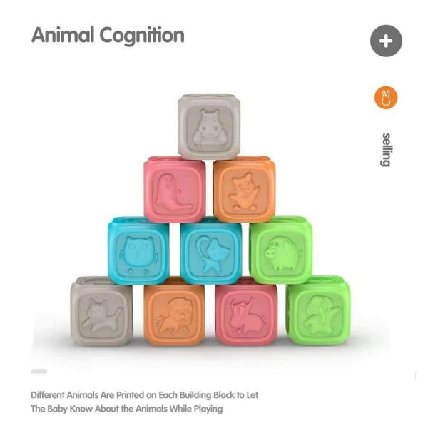 Planet Gates 10pcs/set Baby Grasp Ball Toy 3D Animal Number Touch Hand Soft Balls Baby Massage Rubber Teethers Squeeze Toy Bath Ball