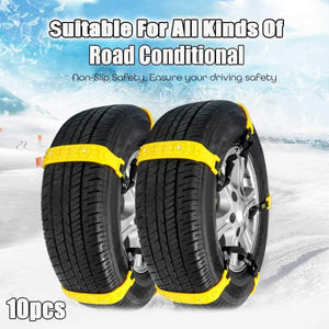 Planet Gates 10pcs/Set Car Winter Tyre Snow Chains Roadway Safety Tire Snow Adjustable Anti-skid Safety Double Snap Skid Wheel TPU Chains