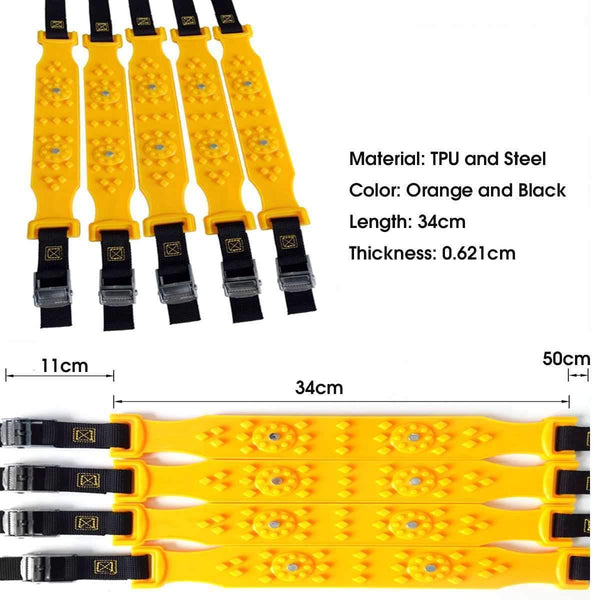 Planet Gates 10pcs/Set Car Winter Tyre Snow Chains Roadway Safety Tire Snow Adjustable Anti-skid Safety Double Snap Skid Wheel TPU Chains