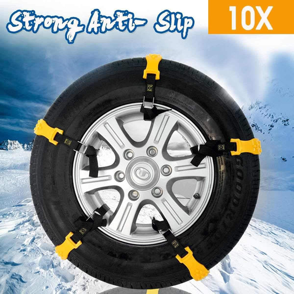 Planet Gates 10pcs/Set Car Winter Tyre Snow Chains Roadway Safety Tire Snow Adjustable Anti-skid Safety Double Snap Skid Wheel TPU Chains