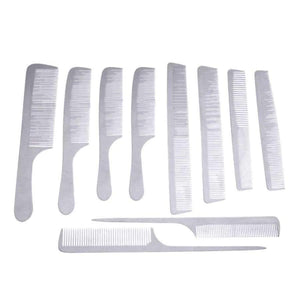 Planet Gates 10pcs/set Professional Stainless Steel Anti-static Hair Combs Pro Salon Hair Styling Hairdressing Hair Care Barbers Handle Brush