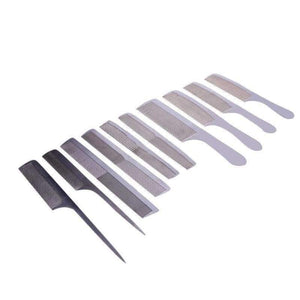 Planet Gates 10pcs/set Professional Stainless Steel Anti-static Hair Combs Pro Salon Hair Styling Hairdressing Hair Care Barbers Handle Brush