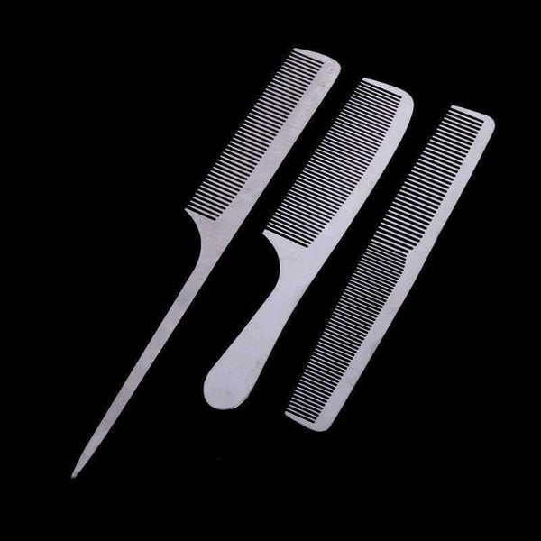 Planet Gates 10pcs/set Professional Stainless Steel Anti-static Hair Combs Pro Salon Hair Styling Hairdressing Hair Care Barbers Handle Brush