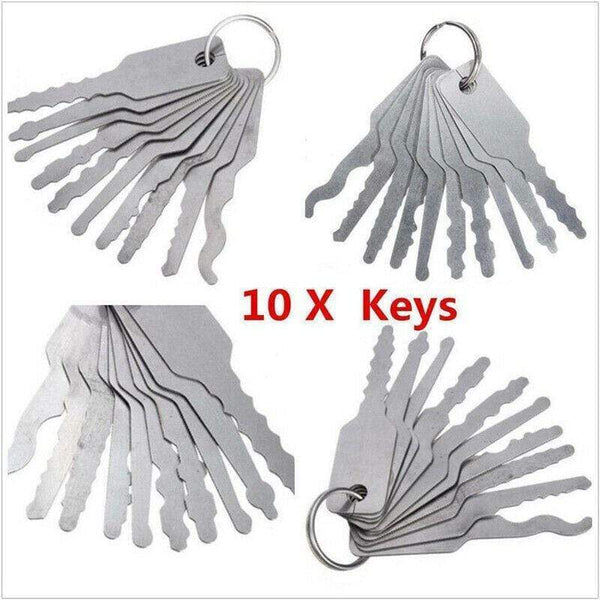 Planet Gates 10Pcs/Set Stainless Jiggler And High Quality Keys Dual Sided Car Unlock Lock Open Repair Accessories Tool Kit