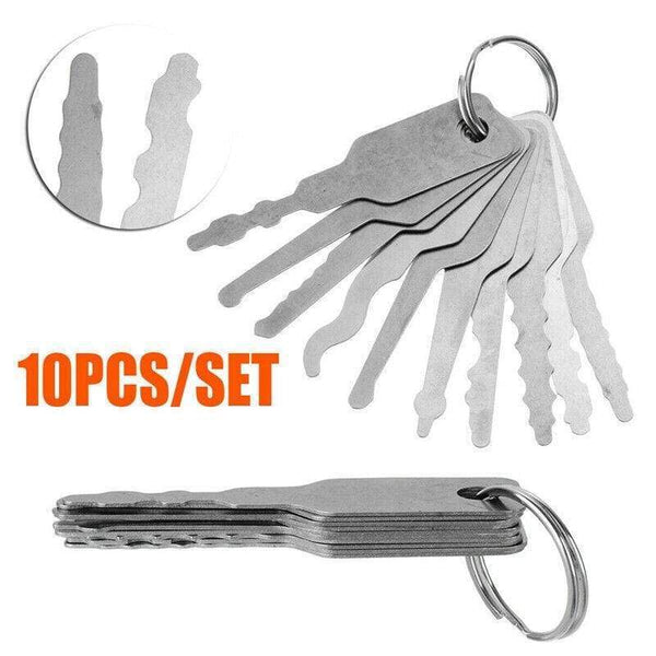 Planet Gates 10Pcs/Set Stainless Jiggler And High Quality Keys Dual Sided Car Unlock Lock Open Repair Accessories Tool Kit
