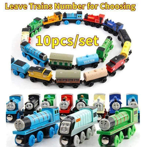 Planet Gates 10pcs/set Wooden Vehicles Thomas and His Friends Trains Model Toy Magnetic Thomas Train Great Kids Christmas Toys Gifts for Kids