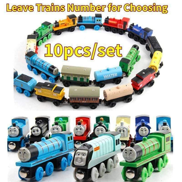 Planet Gates 10pcs/set Wooden Vehicles Thomas and His Friends Trains Model Toy Magnetic Thomas Train Great Kids Christmas Toys Gifts for Kids