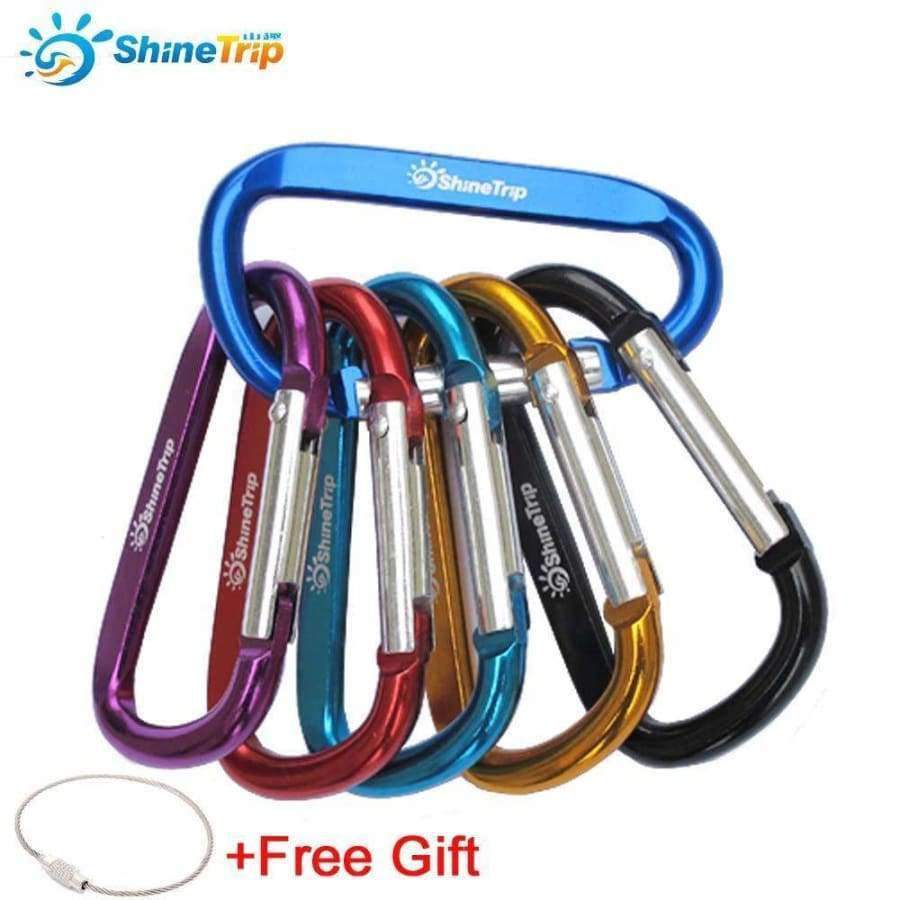 Planet Gates 10Pcs ShineTrip Aluminum D Shape Buckle Carabiner Survial Key Chain Carabine Hook Clip Camping Equipment EDC Paracord Buckles