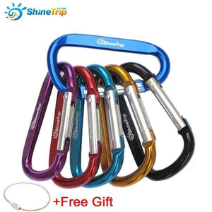 Planet Gates 10Pcs ShineTrip Aluminum D Shape Buckle Carabiner Survial Key Chain Carabine Hook Clip Camping Equipment EDC Paracord Buckles