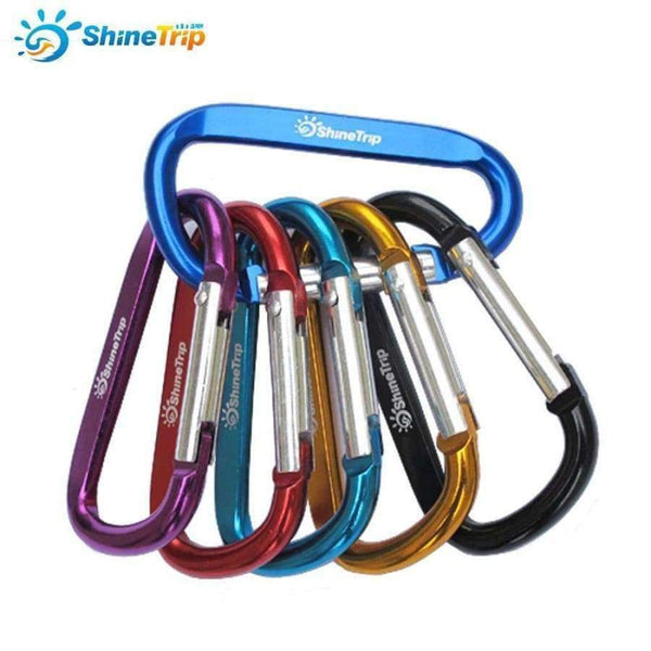Planet Gates 10Pcs ShineTrip Aluminum D Shape Buckle Carabiner Survial Key Chain Carabine Hook Clip Camping Equipment EDC Paracord Buckles