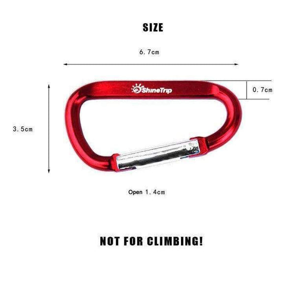 Planet Gates 10Pcs ShineTrip Aluminum D Shape Buckle Carabiner Survial Key Chain Carabine Hook Clip Camping Equipment EDC Paracord Buckles