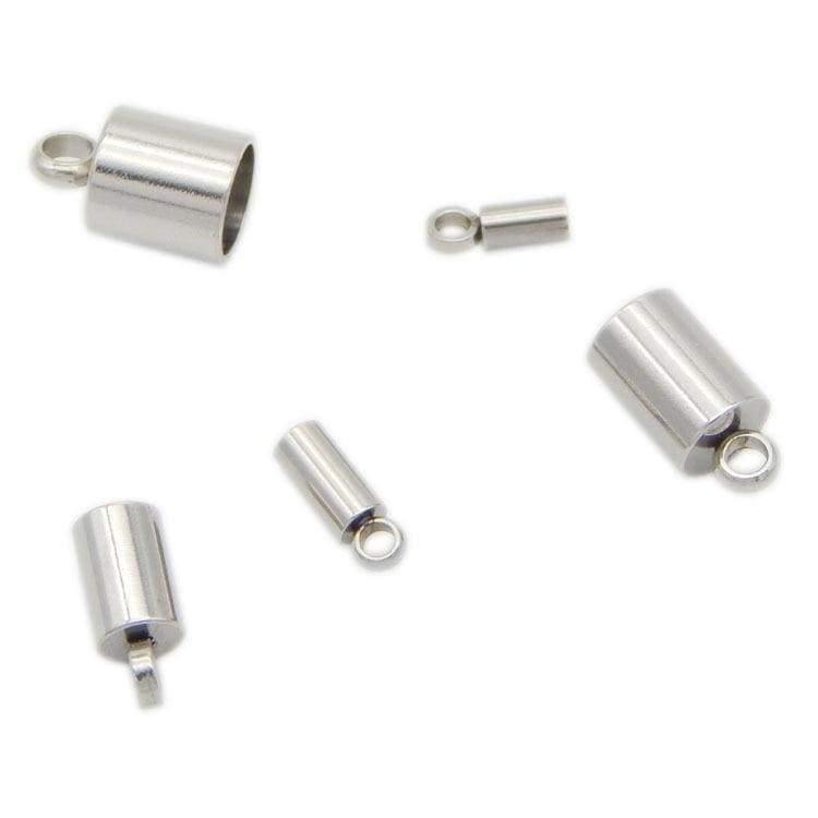 Planet Gates 10pcs Stainless Steel End Caps Silver Tone Barrel Tube Tassel End Beads Fit 1.5 2 2.5 3 4 5 6 8mm Round Leather Jewelry Making