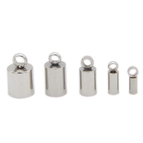 Planet Gates 10pcs Stainless Steel End Caps Silver Tone Barrel Tube Tassel End Beads Fit 1.5 2 2.5 3 4 5 6 8mm Round Leather Jewelry Making