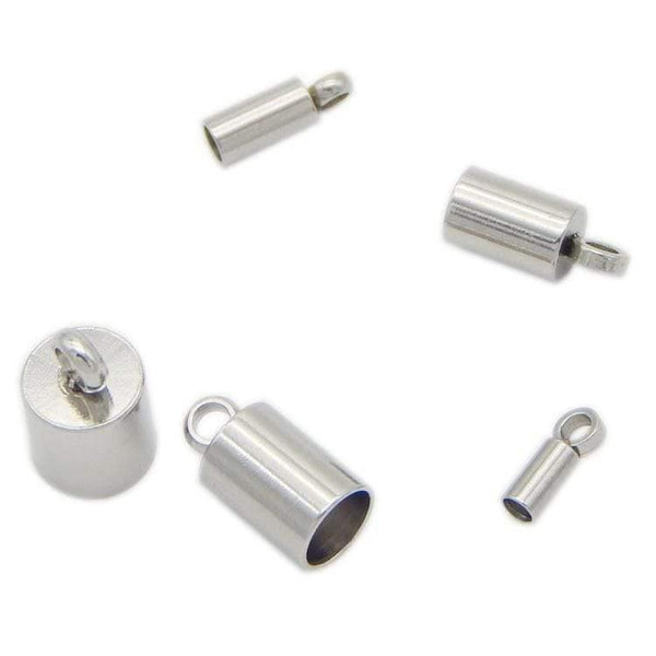 Planet Gates 10pcs Stainless Steel End Caps Silver Tone Barrel Tube Tassel End Beads Fit 1.5 2 2.5 3 4 5 6 8mm Round Leather Jewelry Making