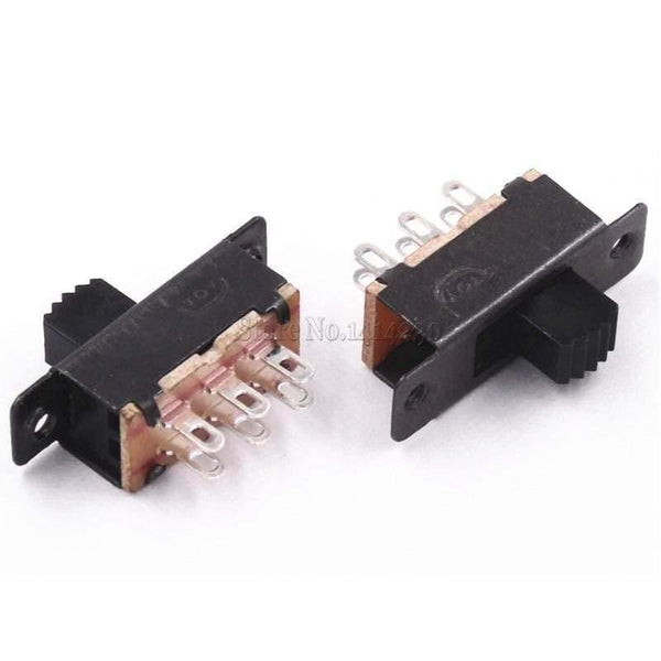 Planet Gates 10PCS Toggle Switch 2 Position 6 Pins With Fixed Hole Handle High 5mm DPDT 2P2T Panel Mount Slide Switch 125VAC