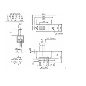 Planet Gates 10PCS Toggle Switch 2 Position 6 Pins With Fixed Hole Handle High 5mm DPDT 2P2T Panel Mount Slide Switch 125VAC
