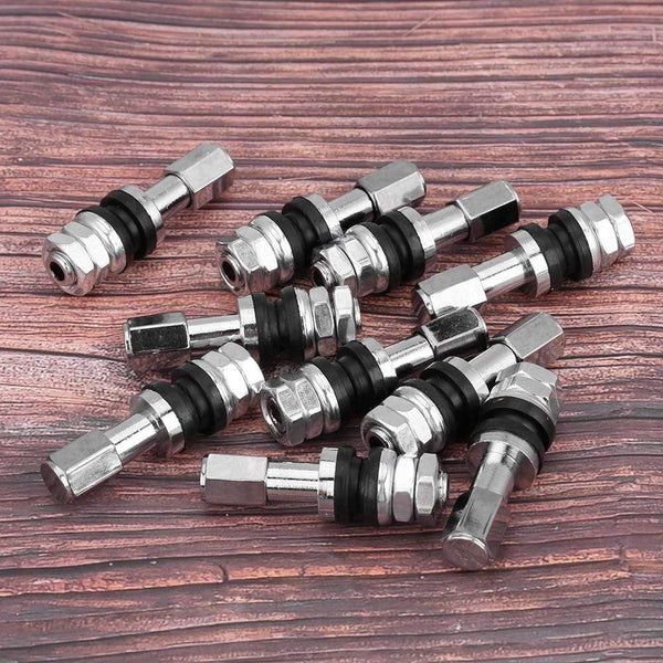 Planet Gates 10pcs TR43E Metal Car Truck Motorcycle Tubeless Tire Tyre Valve Stems With Dust Cap For Motorcycles Motorbike Cars Bicycles