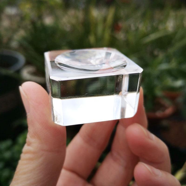 Planet Gates 10Pcs Transparent Glass Square Dimple Crystal Ball Display Base Table Holder Stand Home Decor Ornaments Party Gift Paperweight