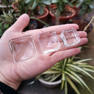 Planet Gates 10Pcs Transparent Glass Square Dimple Crystal Ball Display Base Table Holder Stand Home Decor Ornaments Party Gift Paperweight