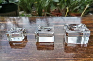 Planet Gates 10Pcs Transparent Glass Square Dimple Crystal Ball Display Base Table Holder Stand Home Decor Ornaments Party Gift Paperweight