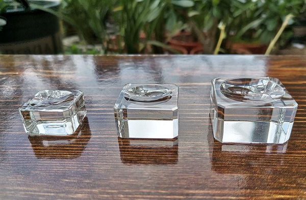 Planet Gates 10Pcs Transparent Glass Square Dimple Crystal Ball Display Base Table Holder Stand Home Decor Ornaments Party Gift Paperweight