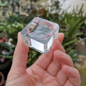 Planet Gates 10Pcs Transparent Glass Square Dimple Crystal Ball Display Base Table Holder Stand Home Decor Ornaments Party Gift Paperweight