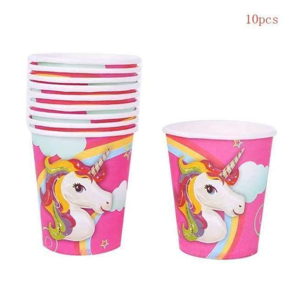 Planet Gates 10pcs Unicorn cups 1pcs Unicorn Party Pink Tablecloths Kids Birthday Party Decorations Table Cover Baby Shower Unicornio Party Supplies