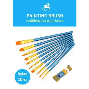 Planet Gates 10Pcs Watercolor Gouache Paint Brushes Set Different Shape Round Pointed Tip Nylon Hair Painting Brush Set Art Supplies