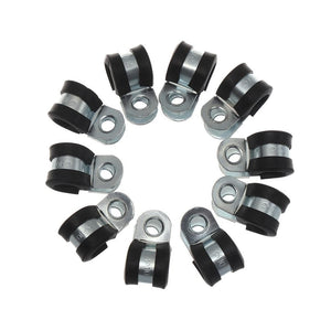 Planet Gates 10Pcs Wiring Hose Clamp Rubber Lined P Clips Pipe Cable Mounting Fix Fasteners Hardware Electrical Fittings Cable Organization