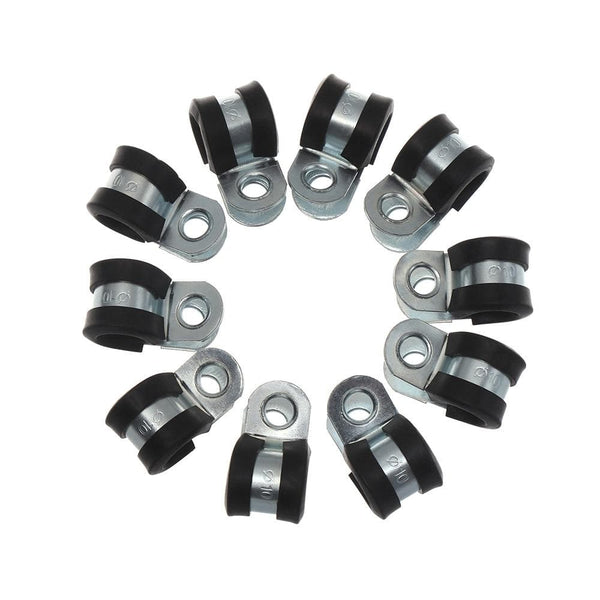 Planet Gates 10Pcs Wiring Hose Clamp Rubber Lined P Clips Pipe Cable Mounting Fix Fasteners Hardware Electrical Fittings Cable Organization