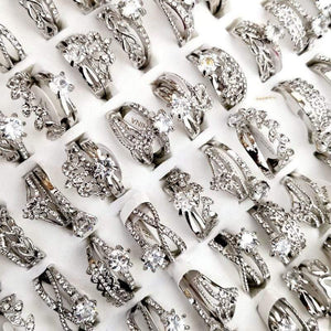 Planet Gates 10Pcs Women's Rings New Design Mixed Styles Gold and SilverZircon Wholesale Rings Lots Female Jewelry Bulks Lot LR4161