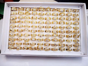 Planet Gates 10Pcs Women's Rings New Design Mixed Styles Gold and SilverZircon Wholesale Rings Lots Female Jewelry Bulks Lot LR4161