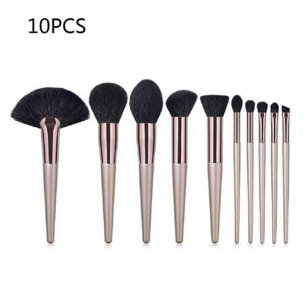 Planet Gates 10pcs3 Champagne Makeup Brushes Set For Foundation Powder Blush Eyeshadow Concealer Large Make Up Brush Cosmetics Beauty Tool 25