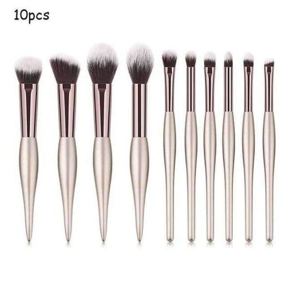Planet Gates 10pcs4 Champagne Makeup Brushes Set For Foundation Powder Blush Eyeshadow Concealer Large Make Up Brush Cosmetics Beauty Tool 25