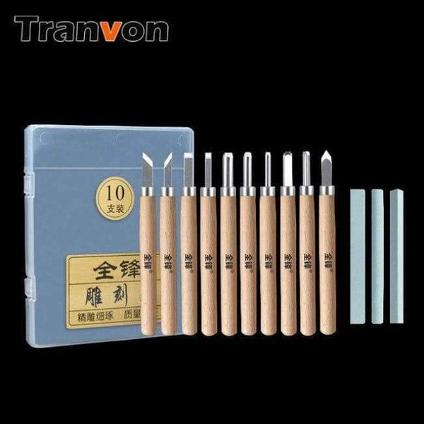Planet Gates 10Psc TRANVON 4/6/10/12pcs grinds Professional Carving Knife Wood DIY Hand Chisels Knife Craft Tools Set Sculpture Tools QF-A0167
