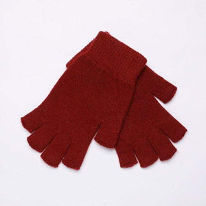 Planet Gates 10Rust Red / Elastic Sparsil Women Men Half Finger Cashmere Glove Short Wool Knitted Wrist Mitten Winter Warm Unisex Wool Stretch Fingerless Gloves