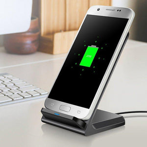 Planet Gates 10W Portable Vertical Double Coil Wireless Charger with LED Indicator Fast Charger for Qi Standard Smart Mobile Phone Charger