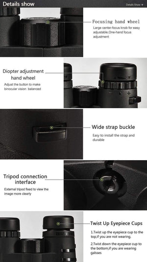 Planet Gates 10x42 Camping Hunting Scopes Asika Binoculars with Neck Strap Carry Bag Telescope wide angle professional binocular HD