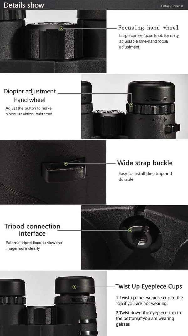 Planet Gates 10x42 Camping Hunting Scopes Asika Binoculars with Neck Strap Carry Bag Telescope wide angle professional binocular HD