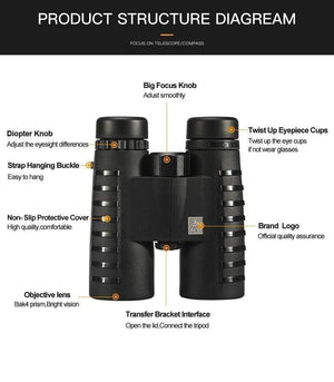 Planet Gates 10x42 Camping Hunting Scopes Asika Binoculars with Neck Strap Carry Bag Telescope wide angle professional binocular HD