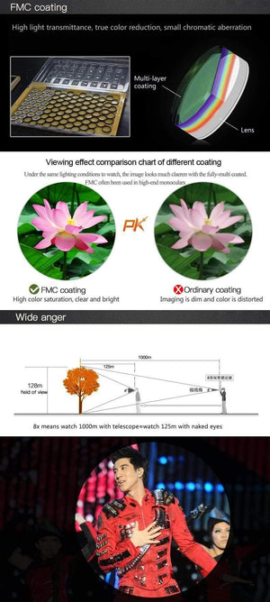 Planet Gates 10x42 Camping Hunting Scopes Asika Binoculars with Neck Strap Carry Bag Telescope wide angle professional binocular HD