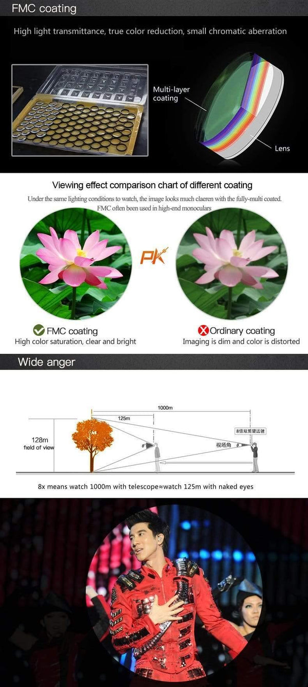 Planet Gates 10x42 Camping Hunting Scopes Asika Binoculars with Neck Strap Carry Bag Telescope wide angle professional binocular HD