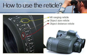 Planet Gates 10x50 HD Marine Binoculars Zoom Rangefinder Compass Telescope Eyepiece Waterproof Nitrogen Army Green