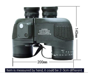 Planet Gates 10x50 HD Marine Binoculars Zoom Rangefinder Compass Telescope Eyepiece Waterproof Nitrogen Army Green