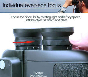 Planet Gates 10x50 HD Marine Binoculars Zoom Rangefinder Compass Telescope Eyepiece Waterproof Nitrogen Army Green