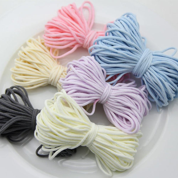 Planet Gates 10Yard 3MM Round Mouth Mask Elastic Band Mask Rope Rubber Band Tape Mask Ear Hanging Rope Belt String Oil Core DIY Sewing Crafts