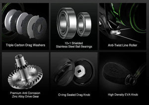 Planet Gates 11 / 1000 Series / China Viper II Spinning Reel 6.2:1 High Gear Ratio 10+1 Bearings Fishing Reel 12kg Max Drag Ultra Light Spinning Fishing Reel