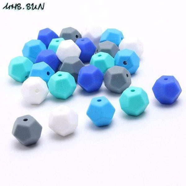 Planet Gates 11/15 mm 50 stk. farverige silikone pentagonperler til babyer, tyggetabletter, tandfrembrud, ammehalskæde, legetøj, gør-det-selv smykkefremstilling, 50 stk.