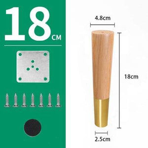 4pcs/lot Wood Legs TV Cabinet Support Sofa Legs Furniture Accessory Brass Gold Cups Solid Wooden Feet