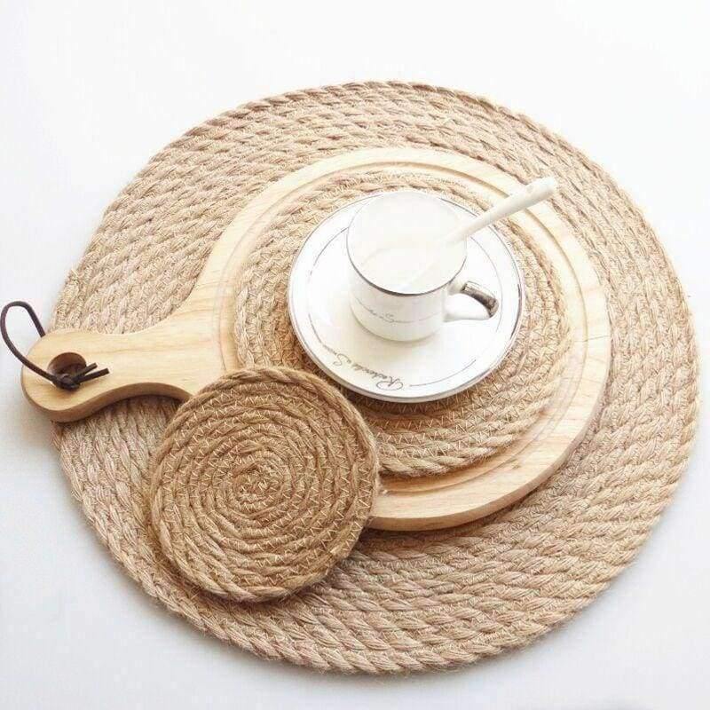 Planet Gates 11 cm Cushions Placemat Kids For Dining Table Round Woven Heat Insulation Tablemat Handmade Pot Mat Kitchen Accessories